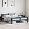 Estructura De Cama Madera Maciza Pino Gris Oscuro 140x200 Cm Vidaxl