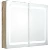 Rogal Armario De Baño Con Espejo Led Color Roble 80x12x68 Cm Rogal