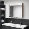 Rogal Armario De Baño Con Espejo Led Color Roble Y Blanco 80x12x68 Cm Rogal