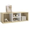 Banco Zapatero De Contrachapada Blanco Y Roble 105x35x35 Cm Vidaxl