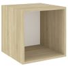 Armario De Pared Madera Contrachapada Blanco Y Roble 37x37x37cm Vidaxl