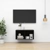 Mueble Tv De Pared Madera Contrachapada Negro Brillo 37x37x72cm Vidaxl