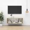 Mueble Tv Pared Madera Contrachapada Blanco Roble 37x37x107 Cm Vidaxl