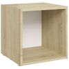 Mueble Tv Madera Contrachapada Blanco Y Roble Sonoma 37x35x37cm Vidaxl