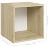 Mueble Tv Madera Contrachapada Blanco Y Roble Sonoma 37x35x37cm Vidaxl