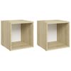 Muebles Tv 2 Uds Contrachapada Blanco Y Roble Sonoma 37x35x37cm Vidaxl