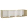 Mueble Tv Madera Contrachapada Blanco Y Roble 142,5x35x36,5 Cm Vidaxl