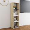 Mueble Tv Madera Contrachapada Blanco Y Roble 142,5x35x36,5 Cm Vidaxl