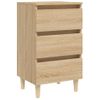 Mesita De Noche Patas Madera Maciza Roble Sonoma 40x35x69 Cm Vidaxl