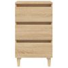 Mesita De Noche Patas Madera Maciza Roble Sonoma 40x35x69 Cm Vidaxl