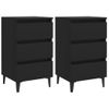 Mesitas Noche Con Patas Metal 2 Uds Negro 40x35x69 Cm Vidaxl