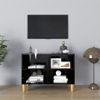 Mueble De Tv Con Patas De Madera Maciza Negro 69,5x30x50 Cm Vidaxl