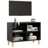 Mueble De Tv Con Patas De Madera Maciza Negro 69,5x30x50 Cm Vidaxl