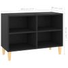 Mueble De Tv Con Patas De Madera Maciza Negro 69,5x30x50 Cm Vidaxl