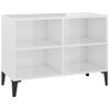 Mueble De Tv Con Patas De Metal Blanco Brillante 69,5x30x50 Cm Vidaxl