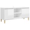 Mueble De Tv Patas Madera Pino Blanco Con Brillo 103,5x35x50 Cm Vidaxl