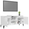 Mueble De Tv Con Patas De Metal Blanco Brillante 103,5x35x50 Cm Vidaxl