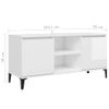 Mueble De Tv Con Patas De Metal Blanco Brillante 103,5x35x50 Cm Vidaxl