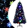 Árbol De Navidad Copos De Nieve Led Fibra Óptica Negro 120 Cm Vidaxl