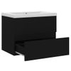 Mueble Con Lavabo Negro Brillante Aglomerado