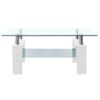 Mesa De Centro Vidrio Templado Blanco Transparente 95x55x40 Cm Vidaxl