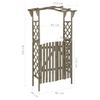 Pérgola Con Puerta Madera Maciza De Abeto Gris 116x40x204 Cm Vidaxl