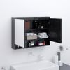 Armario De Baño Con Espejo Mdf Negro Brillante 80x15x60 Cm Vidaxl