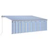 Toldo Automático Persiana Led Sensor De Viento Azul Blanco 4x3m Vidaxl