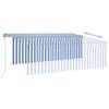 Toldo Automático Persiana Led Sensor De Viento Azul Blanco 4x3m Vidaxl