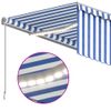 Toldo Automático Persiana Led Sensor De Viento Azul Blanco 4x3m Vidaxl