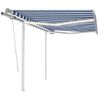 Toldo Manual Retráctil Con Led Azul Y Blanco 3x2,5 M Vidaxl