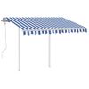 Toldo Manual Retráctil Con Postes Azul Y Blanco 3,5x2,5 M Vidaxl