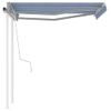 Toldo Manual Retráctil Con Postes Azul Y Blanco 3,5x2,5 M Vidaxl