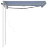 Toldo Retráctil Automático Con Postes Azul Y Blanco 3,5x2,5 M Vidaxl