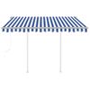 Toldo Retráctil Automático Con Postes Azul Y Blanco 3,5x2,5 M Vidaxl