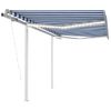 Toldo Automático Led Sensor De Viento Azul Y Blanco 3,5x2,5 M Vidaxl