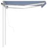 Toldo Automático Led Sensor De Viento Azul Y Blanco 3,5x2,5 M Vidaxl