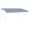 Toldo Manual Retráctil Con Postes Azul Y Blanco 4x3 M Vidaxl