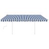 Toldo Manual Retráctil Con Postes Azul Y Blanco 4x3 M Vidaxl