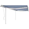 Toldo Manual Retráctil Con Led Azul Y Blanco 4,5x3 M Vidaxl