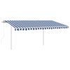 Toldo Manual Retráctil Con Postes Azul Y Blanco 4,5x3 M Vidaxl