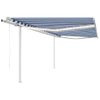 Toldo Automático Led Sensor De Viento Azul Blanco 4,5x3 M Vidaxl