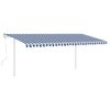 Toldo Manual Retráctil Con Postes Azul Y Blanco 5x3 M Vidaxl