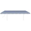 Toldo Manual Retráctil Con Postes Azul Y Blanco 5x3 M Vidaxl