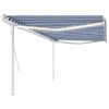 Toldo Manual Retráctil Con Led Azul Y Blanco 5x3 M Vidaxl