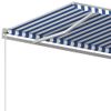 Toldo Retráctil Automático Con Postes Azul Y Blanco 5x3 M Vidaxl