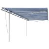 Toldo Manual Retráctil Con Postes Azul Y Blanco 6x3 M Vidaxl