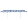 Toldo Manual Retráctil Con Postes Azul Y Blanco 6x3 M Vidaxl