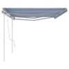 Toldo Manual Retráctil Con Postes Azul Y Blanco 6x3 M Vidaxl