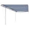 Toldo Retráctil Automático Con Postes Azul Y Blanco 6x3 M Vidaxl